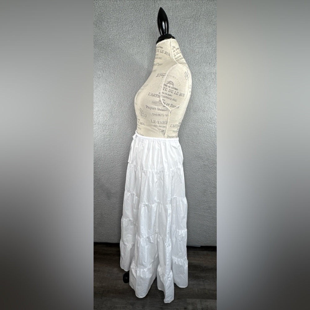Zara Maxi A Frame Skirt White Elastic Waist Dec Bow Size Small NWT - Picture 3 of 14